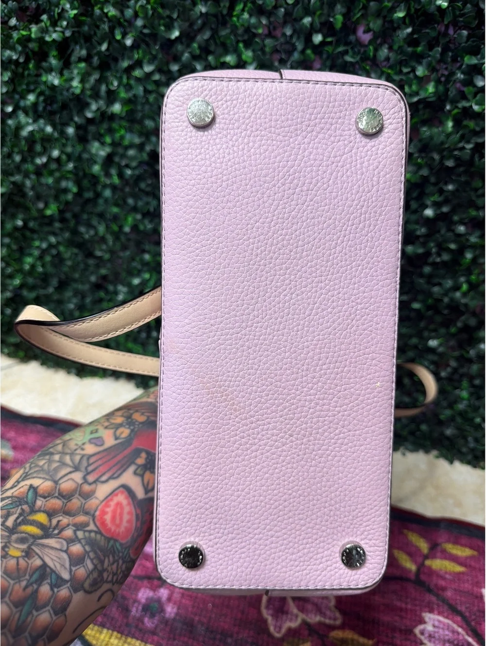 Michael Kors Lavender Leather Tote Bag with Beige Straps